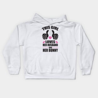 This girl loves her husband and bunny Kids Hoodie